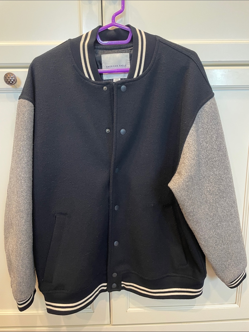 American Eagle Outfitters Women’s/ Men’s Dark Navy & Gray Varsity Jacket